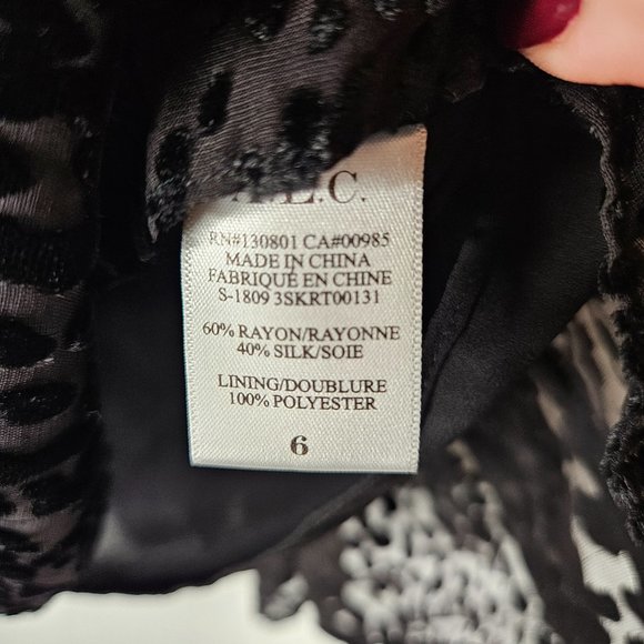 A.L.C Silk Ruffle Burnout Velvet Mini Skirt 6 Black Party - Picture 6 of 8